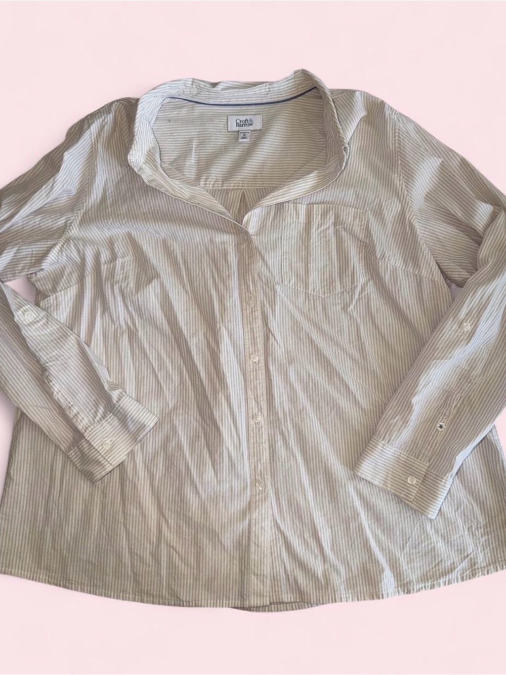 Croft & Barrow Striped Button-Down Shirt - Ivory & Light Beige